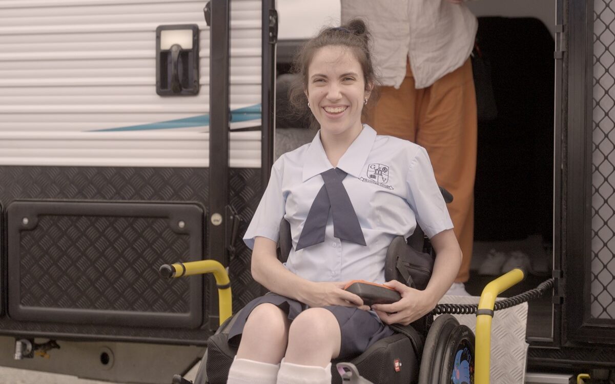 Hannah Diviney on the set of Audrey