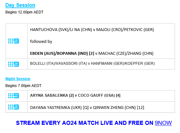 Australian Open on Channel 9