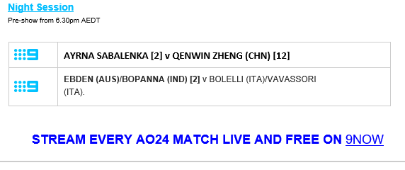 Australian Open on Channel 9
