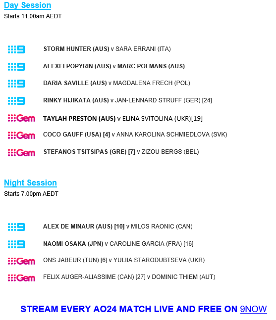 Australian Open on Channel 9