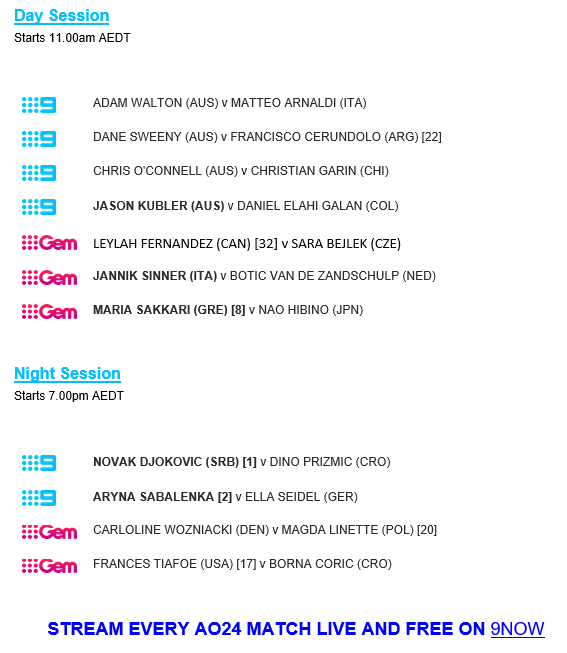 Australian Open on Channel 9