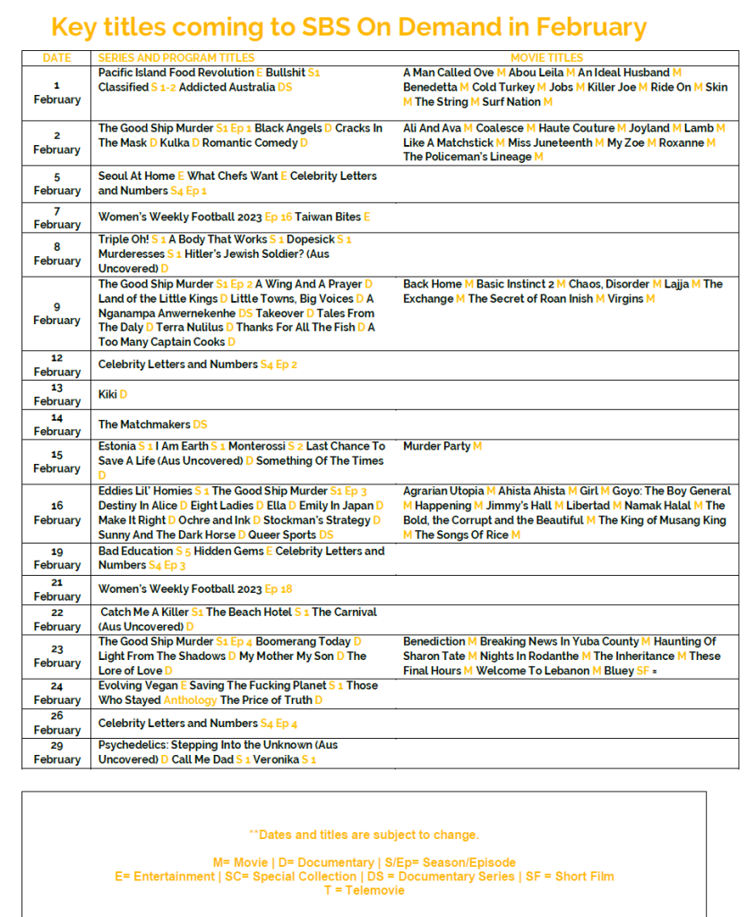 February on SBS on Demand