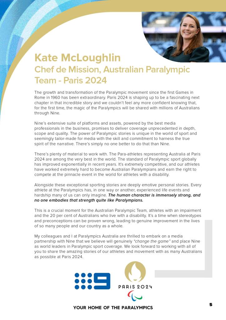 9Network announces world class Paralympic games coverage line-up for Paris 2024