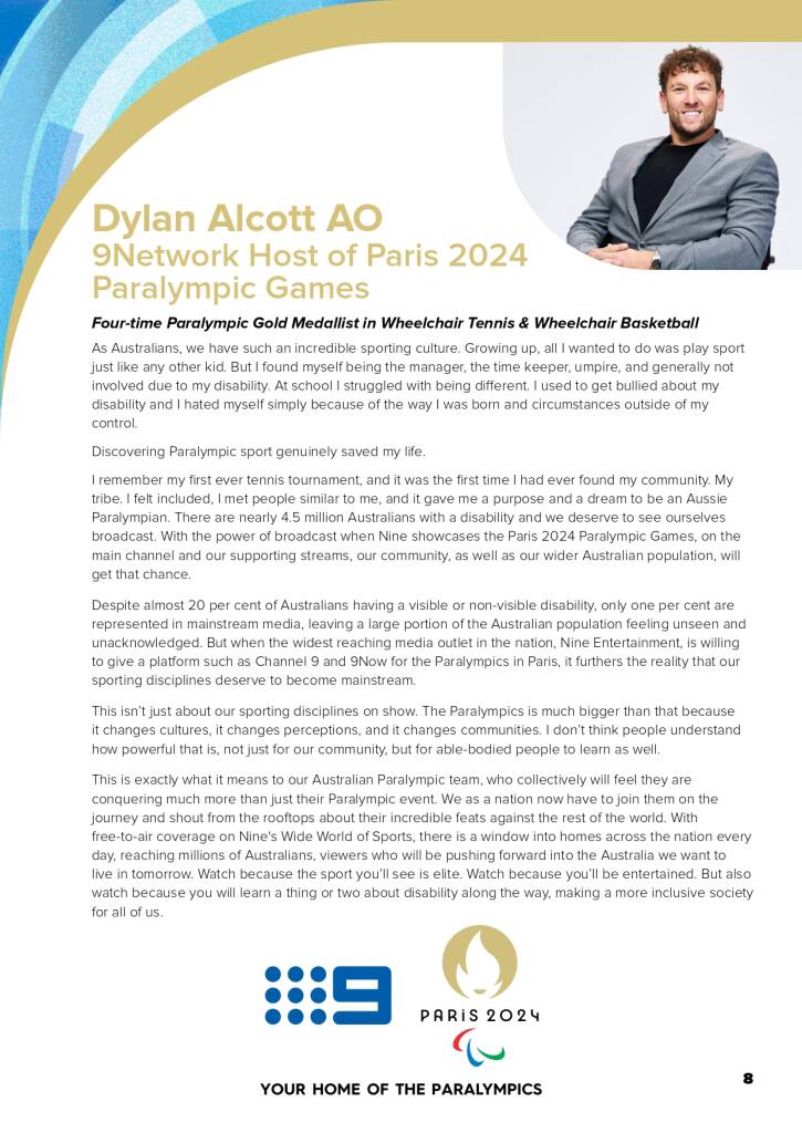 9Network announces world class Paralympic games coverage line-up for Paris 2024