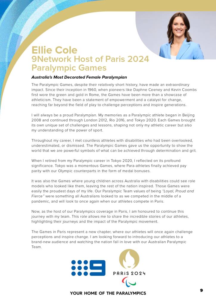 9Network announces world class Paralympic games coverage line-up for Paris 2024