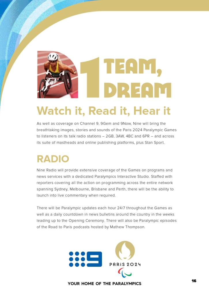 9Network announces world class Paralympic games coverage line-up for Paris 2024