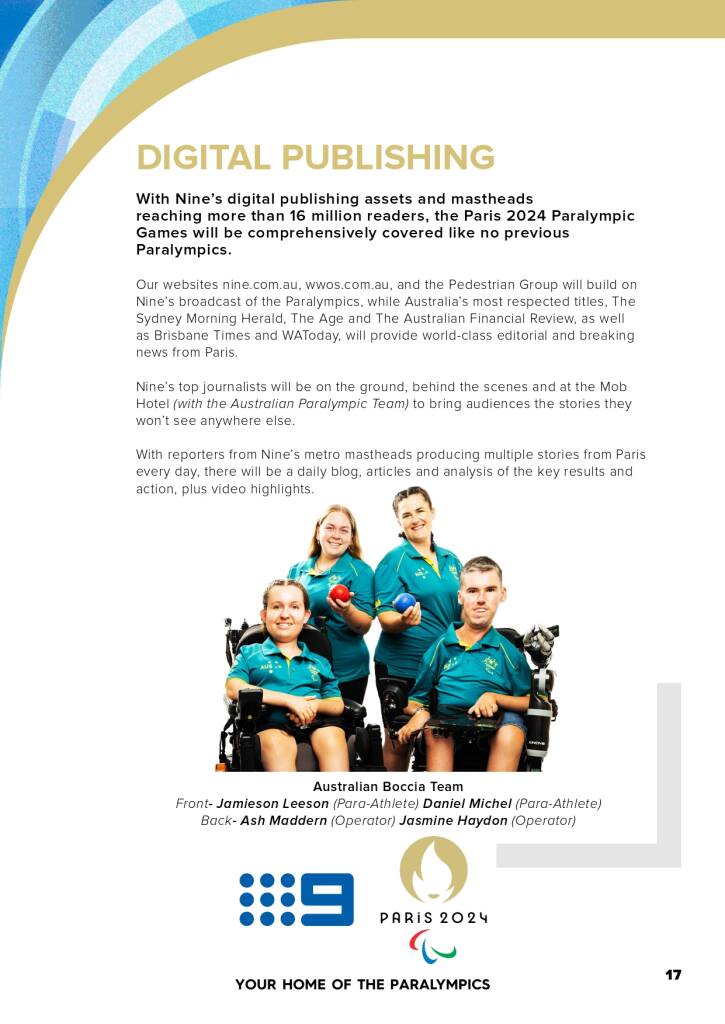 9Network announces world class Paralympic games coverage line-up for Paris 2024