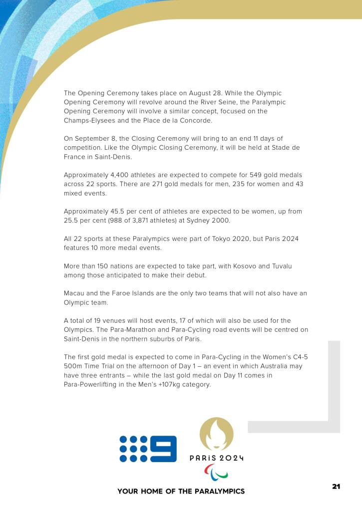 9Network announces world class Paralympic games coverage line-up for Paris 2024