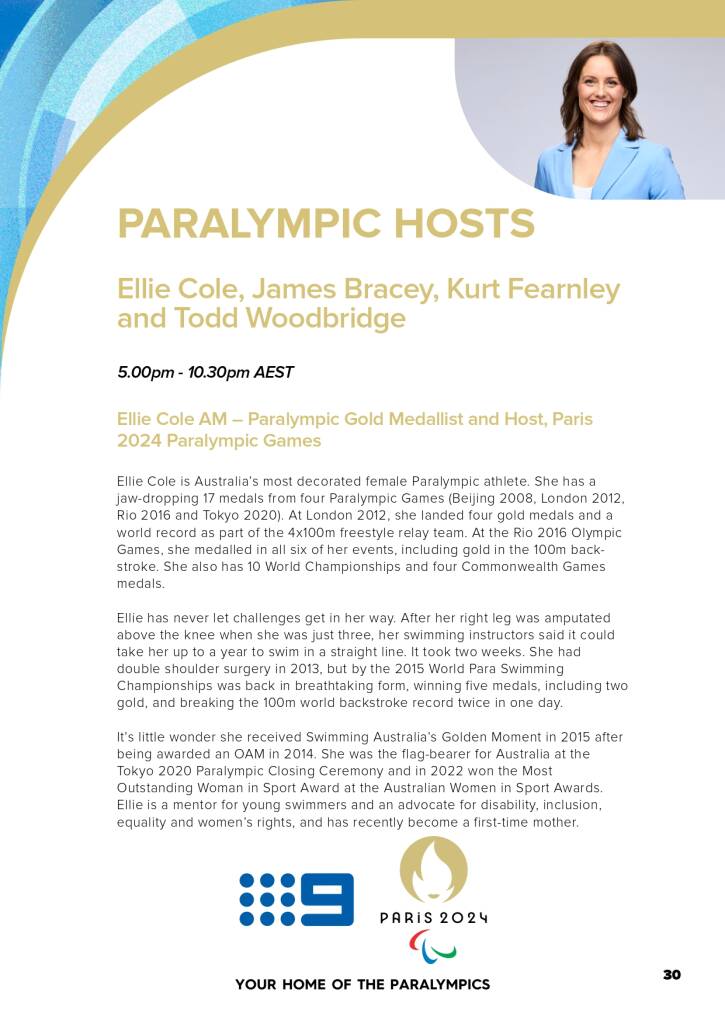 9Network announces world class Paralympic games coverage line-up for Paris 2024
