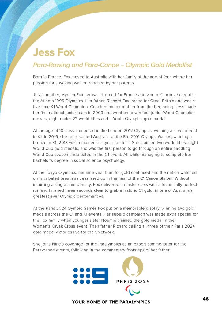 9Network announces world class Paralympic games coverage line-up for Paris 2024