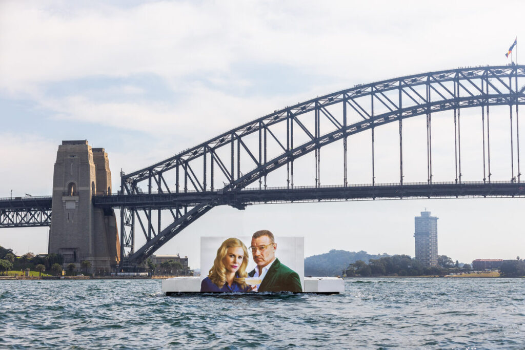 The Perfect Couple on Netflix stars barge through Sydney Harbour