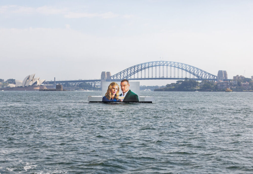 The Perfect Couple on Netflix stars barge through Sydney Harbour