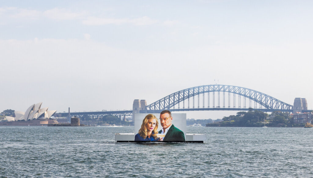 The Perfect Couple on Netflix stars barge through Sydney Harbour