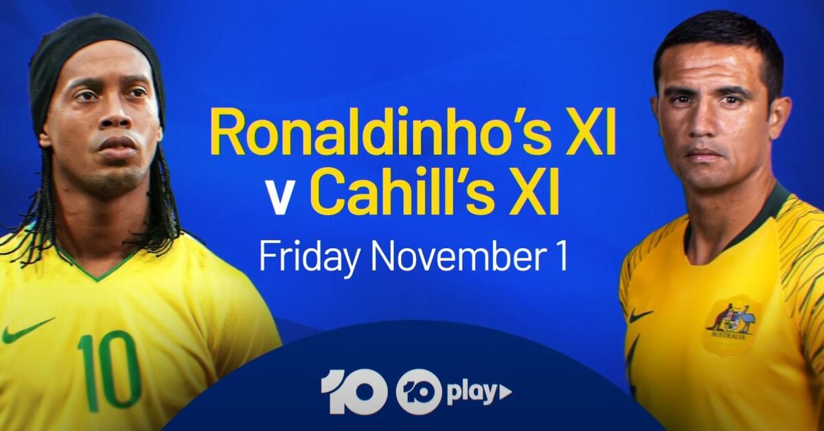 Brazil vs. Australia. Ronaldinho vs. Cahill. Exclusive to 10