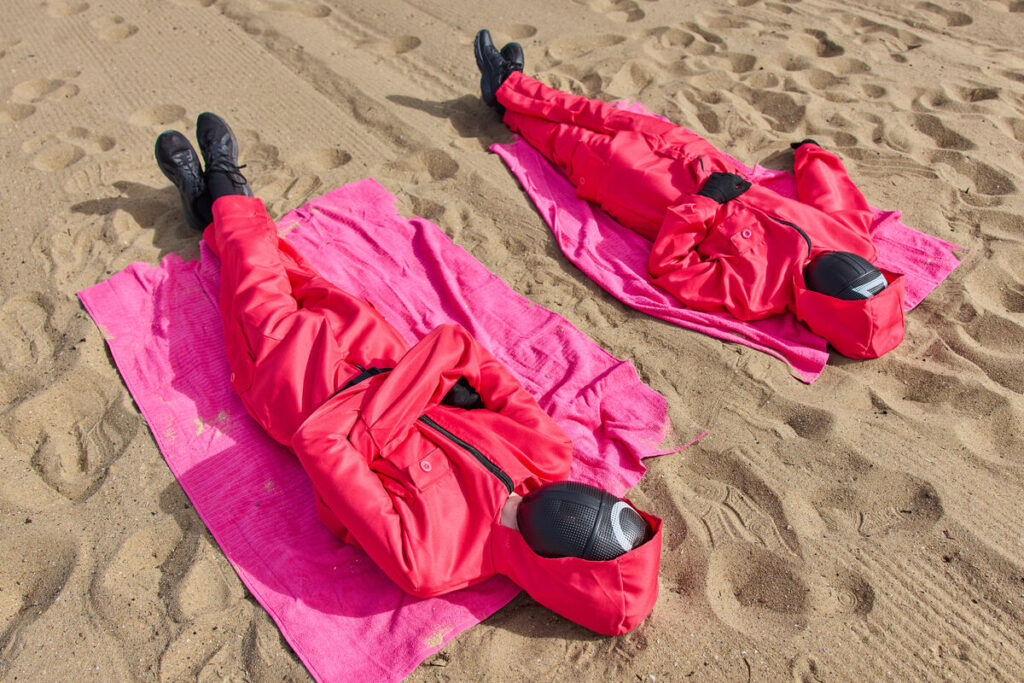 Squid Game Global Domination - 200 Pink Guards Takeover St Kilda Beach