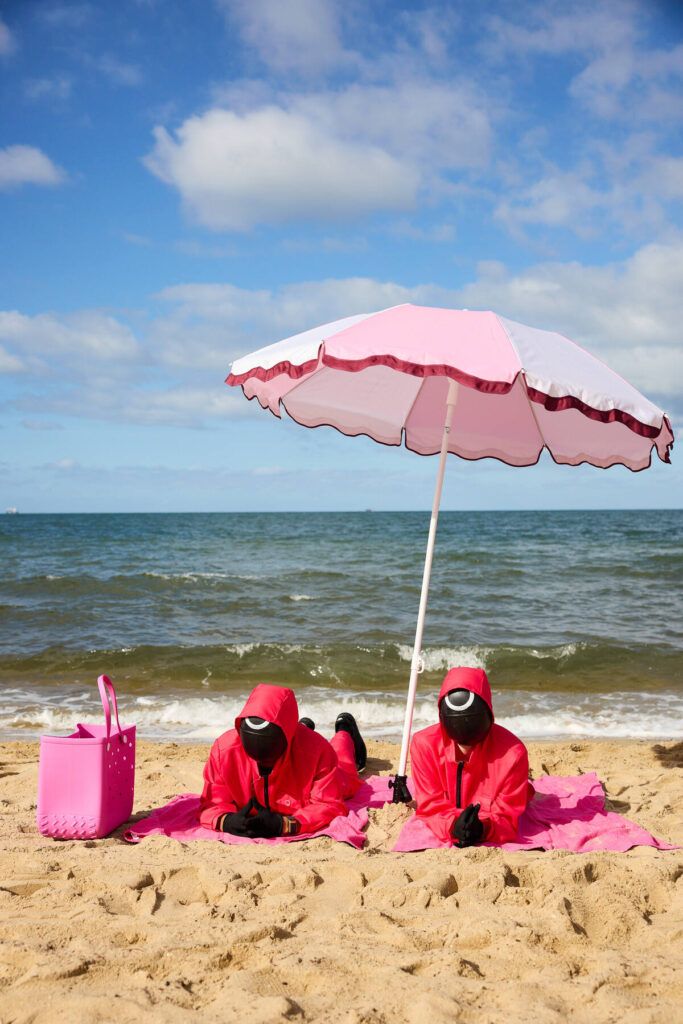 Squid Game Global Domination - 200 Pink Guards Takeover St Kilda Beach