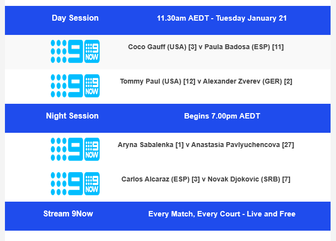 Australian Open 2025 on Channel 9: Day 10