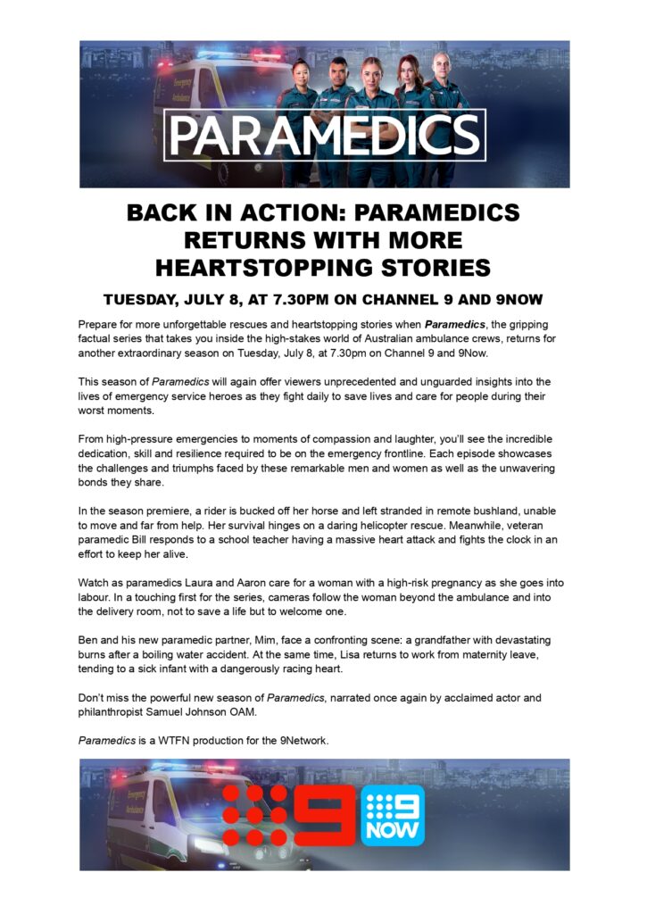 Paramedics on Channel 9 returns for season 6