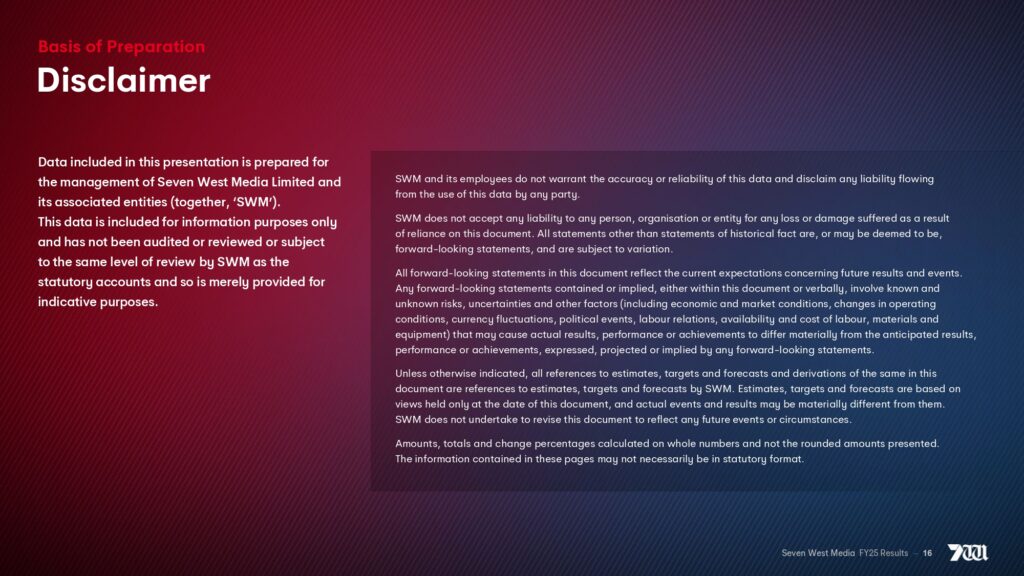 Seven West Media 2025 full year financial results