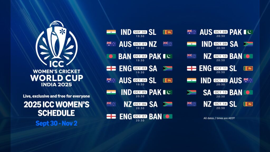 Prime Video to Broadcast ICC Women's Cricket World Cup 2025 Live, Exclusive and Free