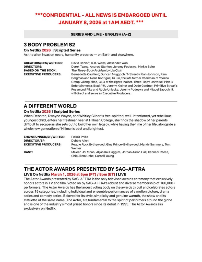 Netflix debuts highly anticipated 2026 slate