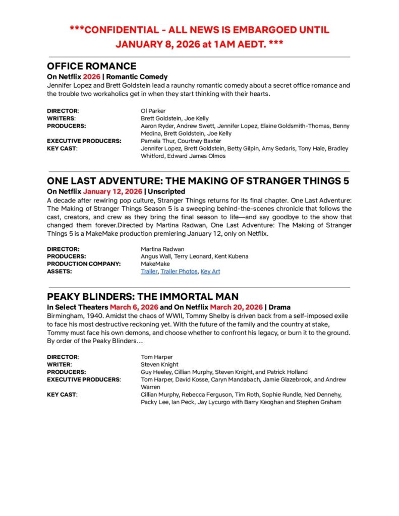 Netflix debuts highly anticipated 2026 slate