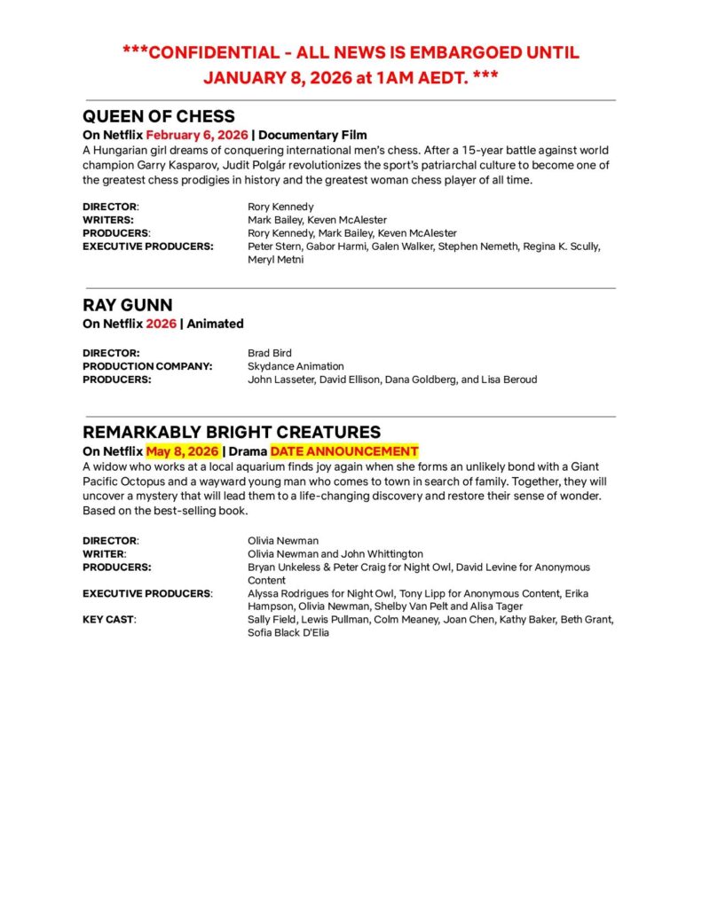 Netflix debuts highly anticipated 2026 slate