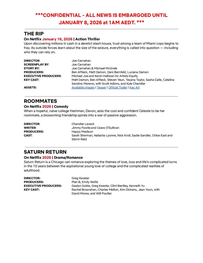 Netflix debuts highly anticipated 2026 slate