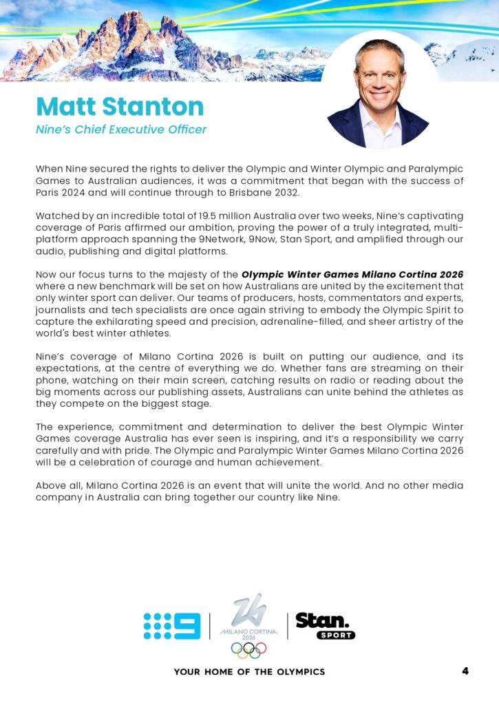 Olympic Winter Games Milano Cortina 2026 on Channel 9 full broadcast details