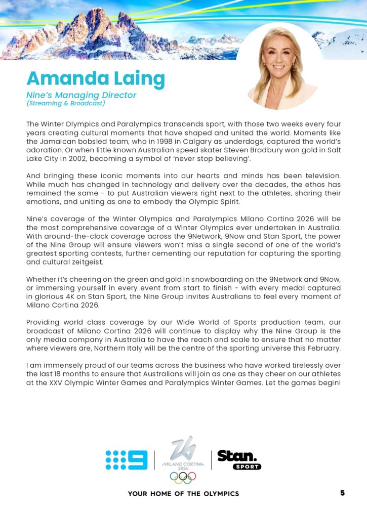 Olympic Winter Games Milano Cortina 2026 on Channel 9 full broadcast details