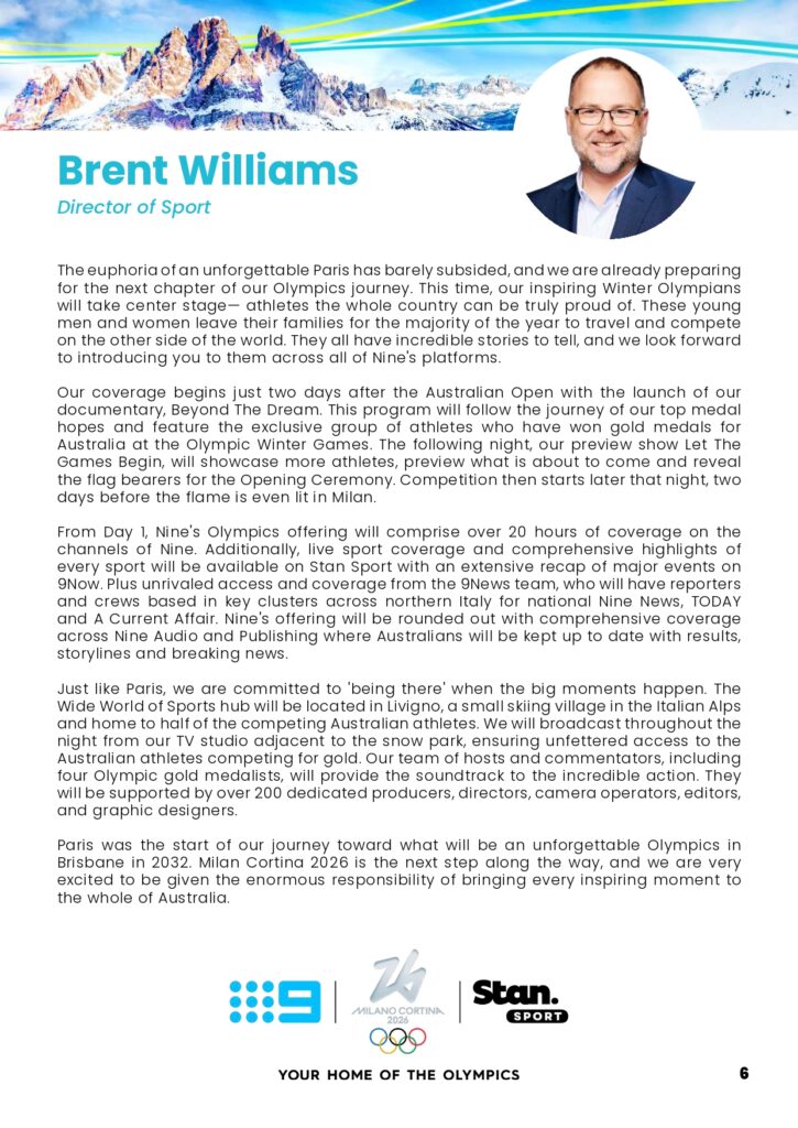 Olympic Winter Games Milano Cortina 2026 on Channel 9 full broadcast details