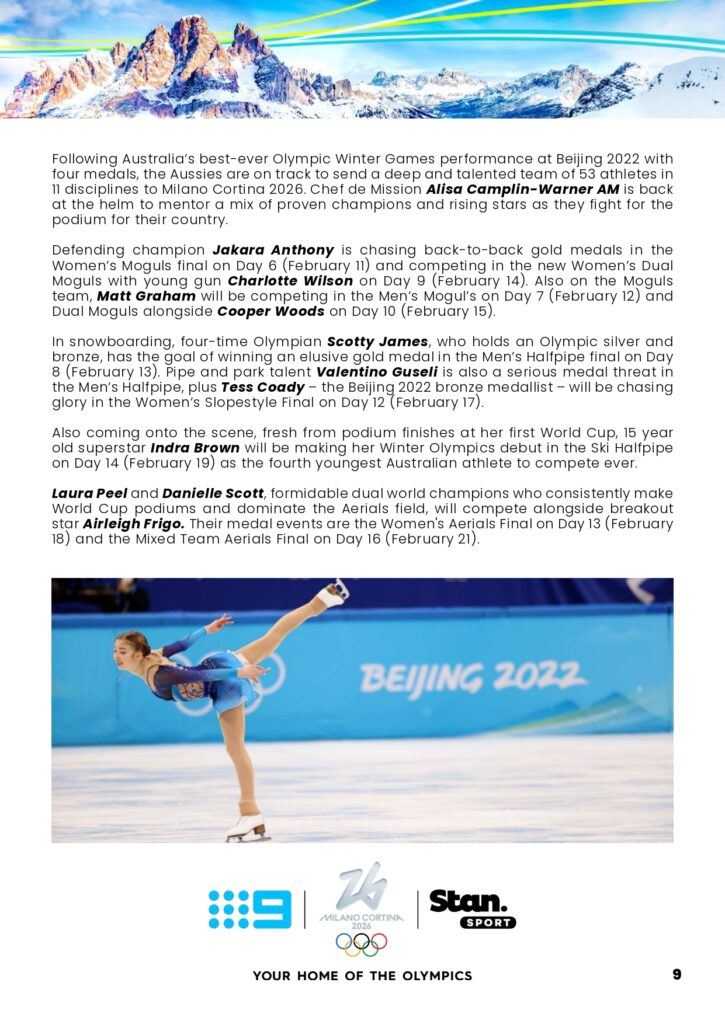 Olympic Winter Games Milano Cortina 2026 on Channel 9 full broadcast details