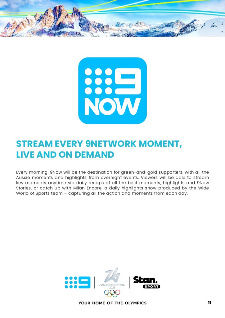 Olympic Winter Games Milano Cortina 2026 on Channel 9 full broadcast details