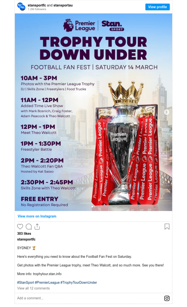 Theo Walcott and the Premier League Trophy arrive Down Under