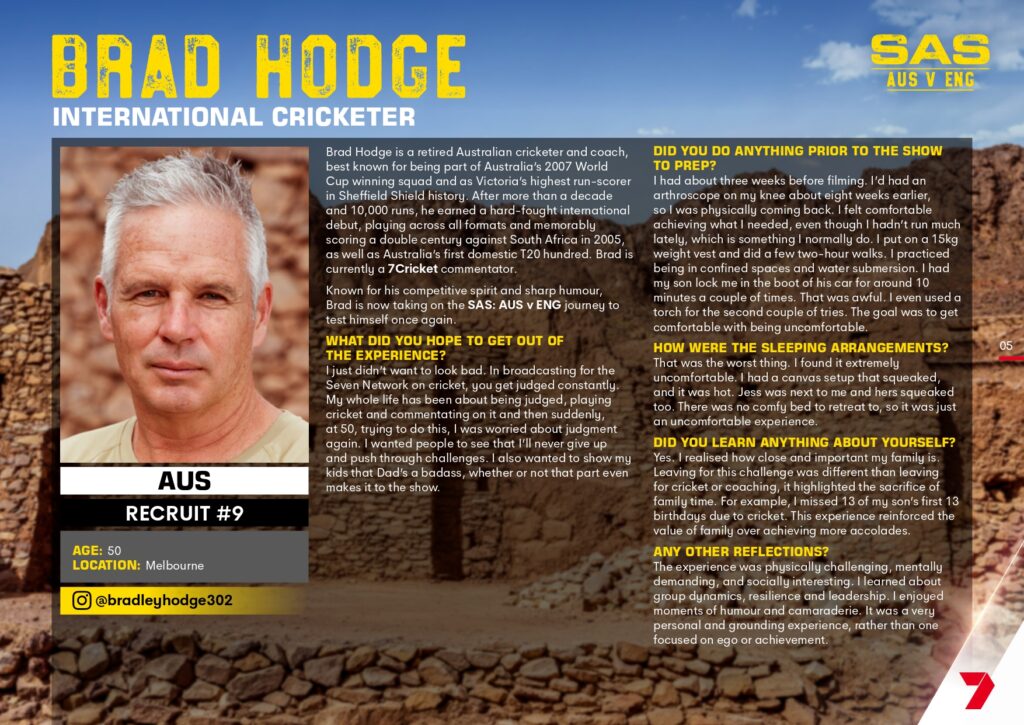 SAS: AUS v ENG on Channel 7 meet the recruits