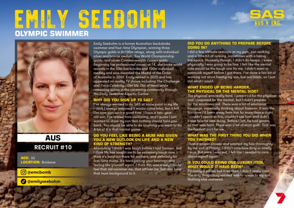 SAS: AUS v ENG on Channel 7 meet the recruits