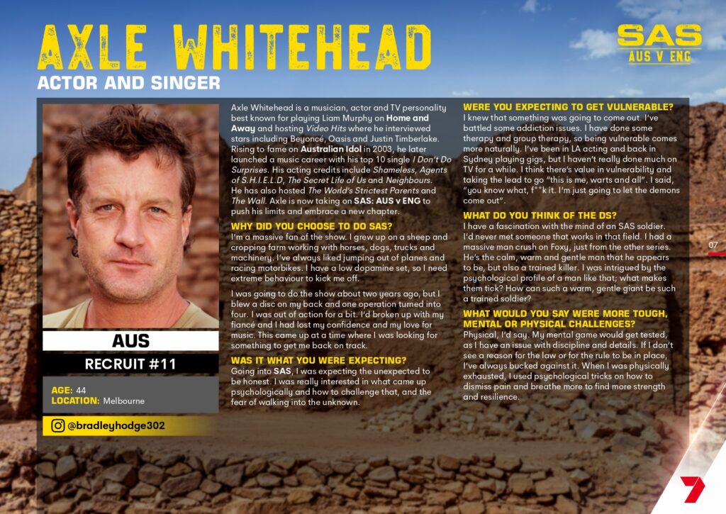 SAS: AUS v ENG on Channel 7 meet the recruits