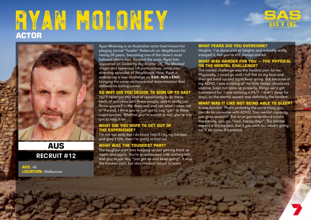 SAS: AUS v ENG on Channel 7 meet the recruits