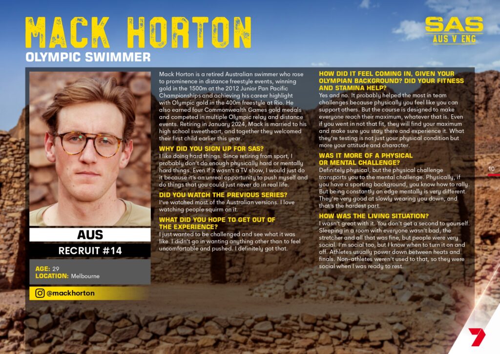 SAS: AUS v ENG on Channel 7 meet the recruits