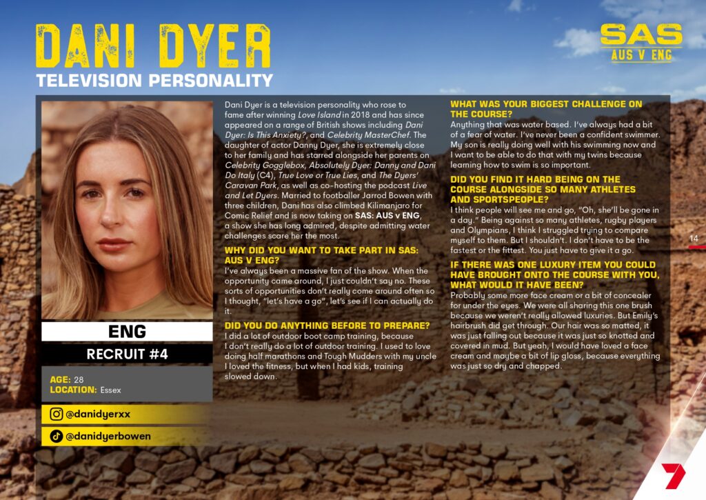 SAS: AUS v ENG on Channel 7 meet the recruits