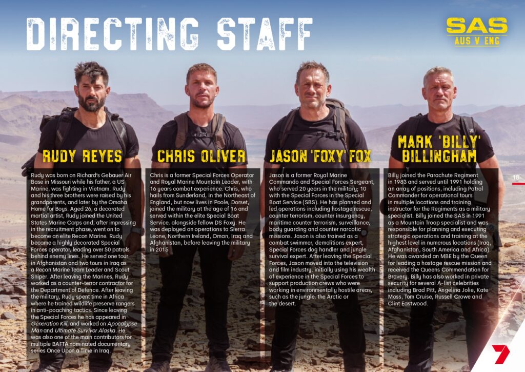 SAS: AUS v ENG on Channel 7 meet the recruits