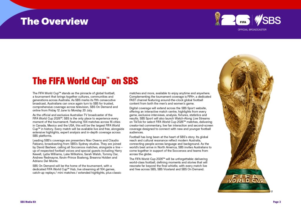 3 Weeks Today! SBS announces exclusive TV broadcast schedule for FIFA World Cup 2026™