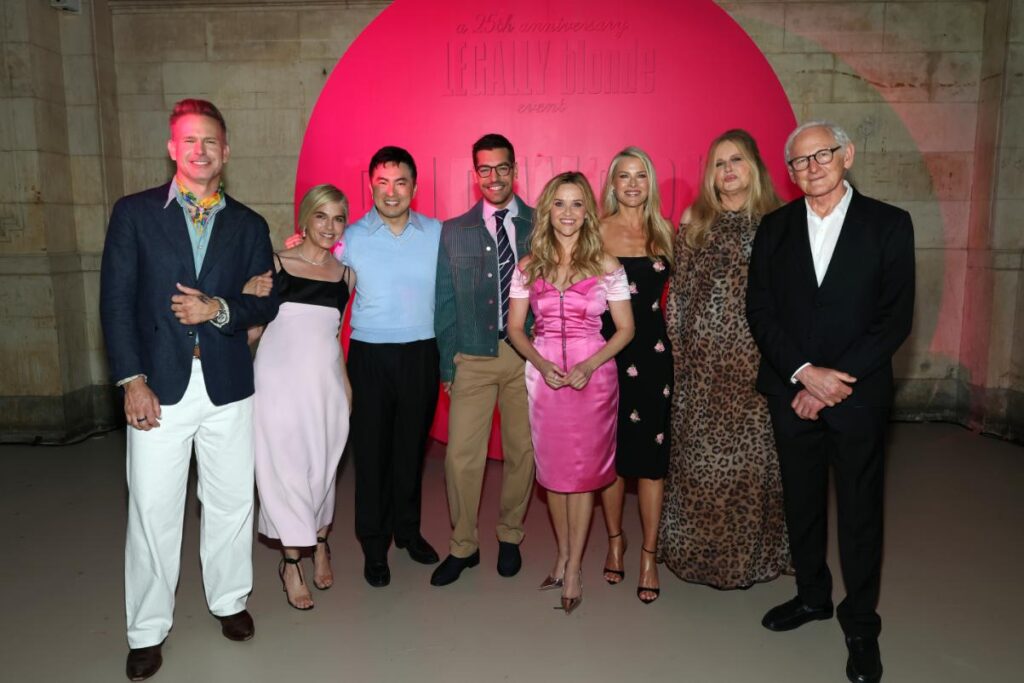 Reese Witherspoon reunites with the original Legally Blonde cast during the Elle World event in New York.