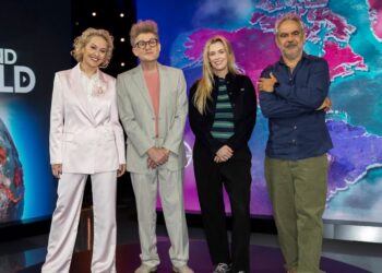 Host Zan Rowe and the judges in Race Around the World episode 3 on ABC TV.