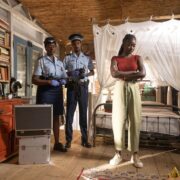Police investigate a murder scene during the season finale of Death in Paradise.