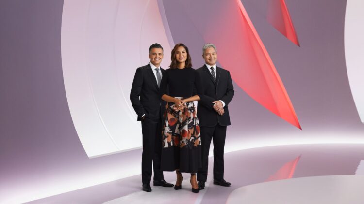SBS World News presenters Ricardo Gonçalves, Janice Petersen and Anton Enus featured in SBS's 2026 trust announcement.