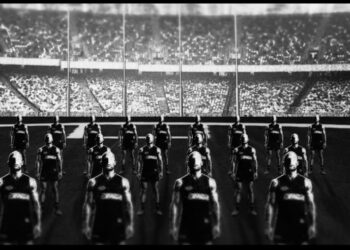 Promotional image for Four Corners: Collision – The Brain Injury Crisis in the AFL on ABC TV and ABC iview.
