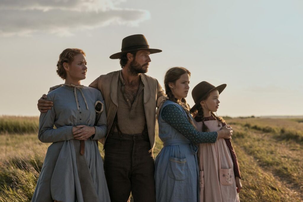 The Ingalls family in Netflix's adaptation of Little House on the Prairie.