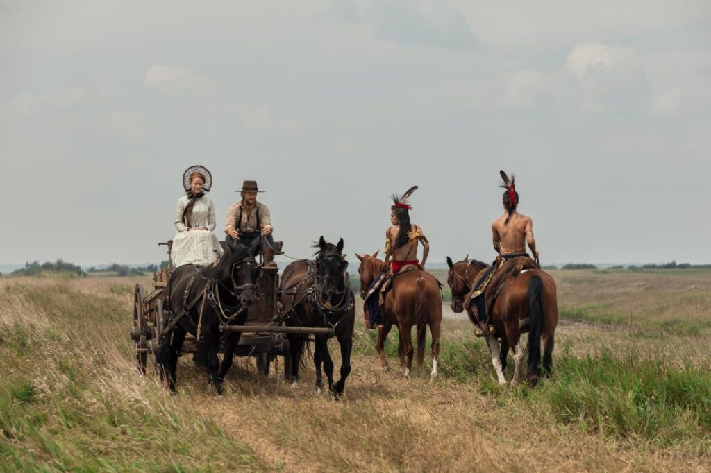 The Ingalls family in Netflix's adaptation of Little House on the Prairie.
