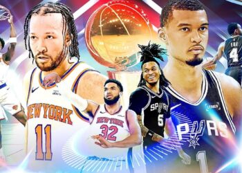 New York Knicks and San Antonio Spurs compete in the 2026 NBA Finals on ESPN.